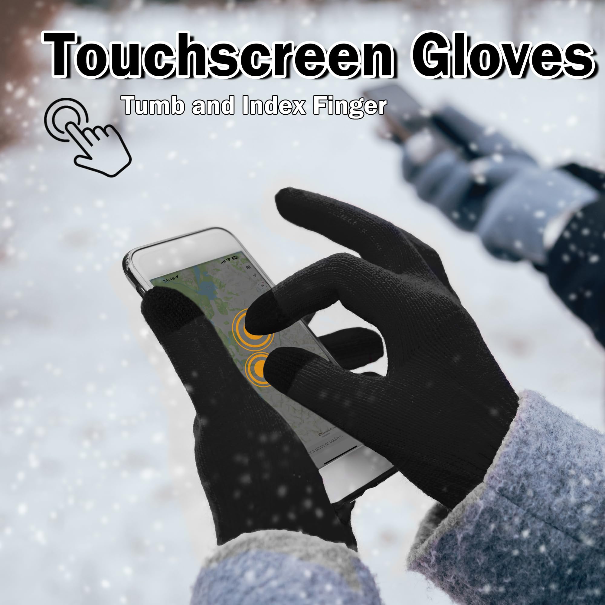 ineepor Alpaka Handschuhe Herren Damen Doppelschicht Touchscreen Thermo Warme Fleecefutter Winterhandschuhe Wolle Strickhandschuhe Rutschfeste