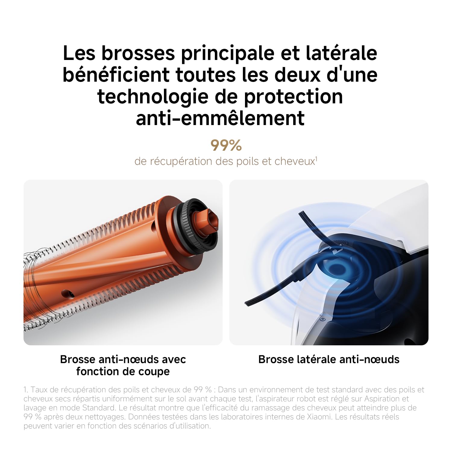 XIAOMI Robot Vacuum 5, Aspiration 20 000 Pa, AutoNettoyage à Eau Chaude 80 °C, Bras Doubles pour Coins, Navigation Laser dToF, Serpillère rétractable, Système Anti-emmêlement.