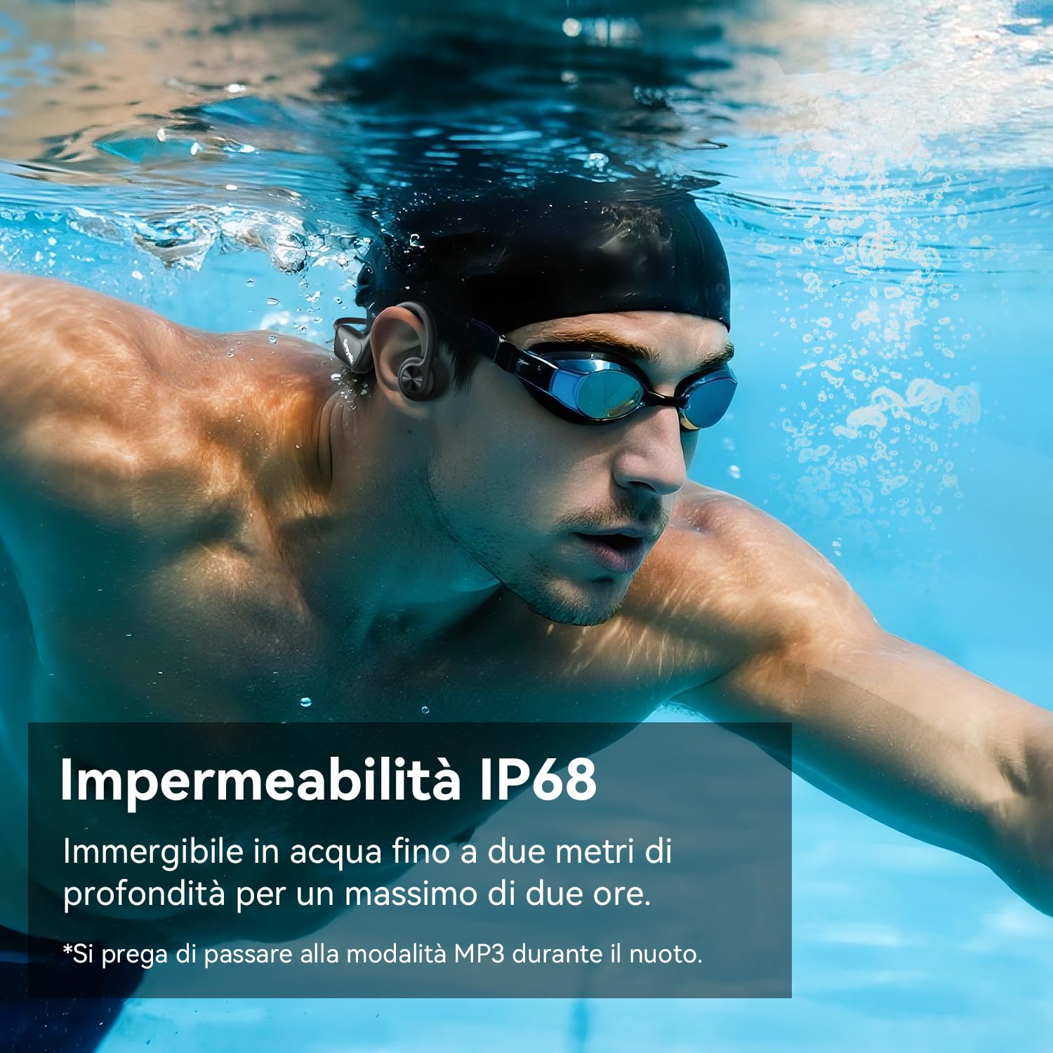 Cuffie a Conduzione Ossea IP68, Bluetooth 5.4 con Lettore MP3 32 GB, Open Ear, per Nuoto, Corsa e Sport all'Aperto