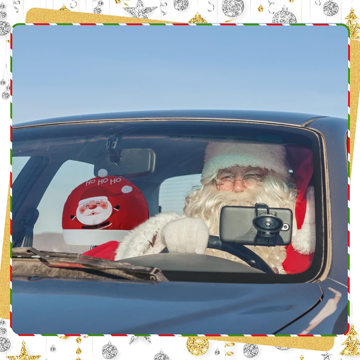 Buy Tallew 4 Pieces Santa Claus Hat Car Seat Headrest Covers Christmas Car Seat Decor Funny Car