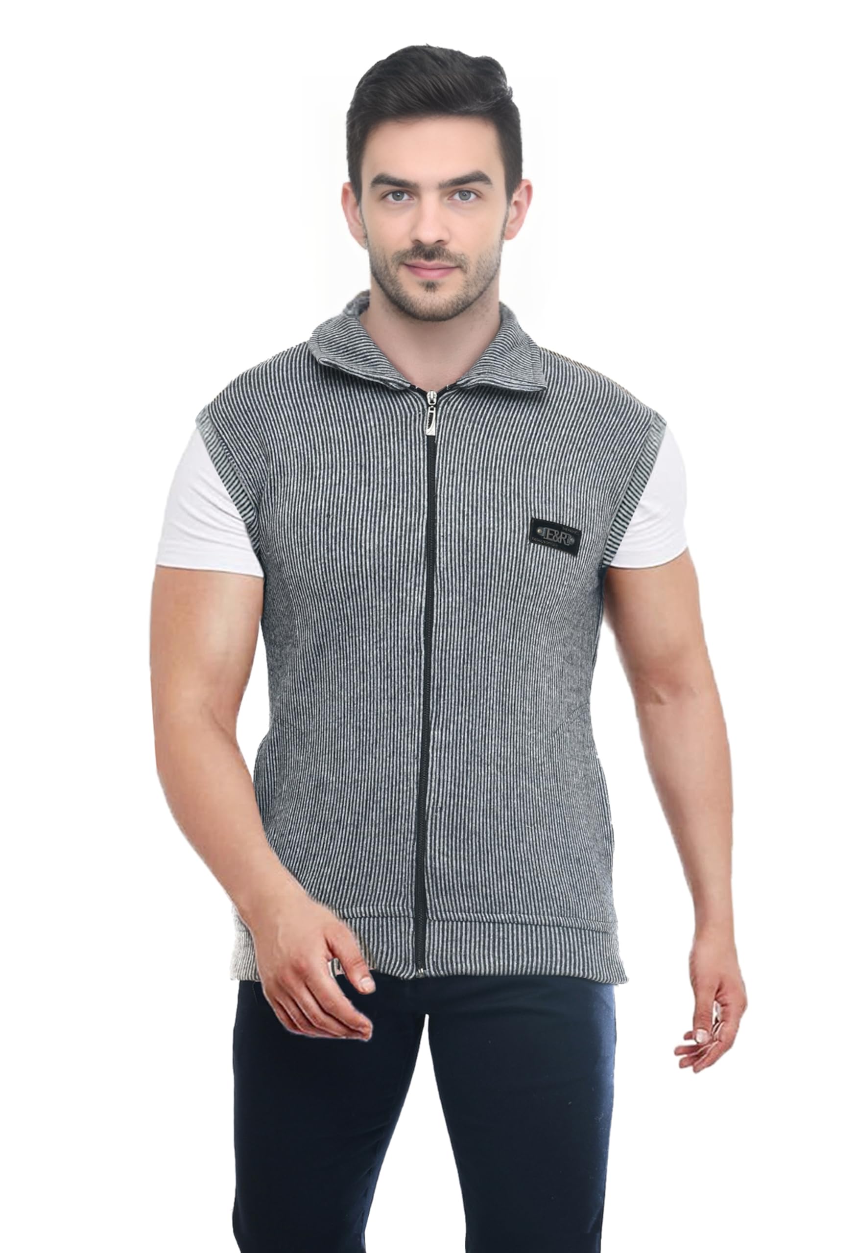 manra Men's Sleeveless Woolen Jacket | Thick Winterwear Sweater with Zipper Closure, High Collar & Side Pockets Sweater for Winter-picture-45