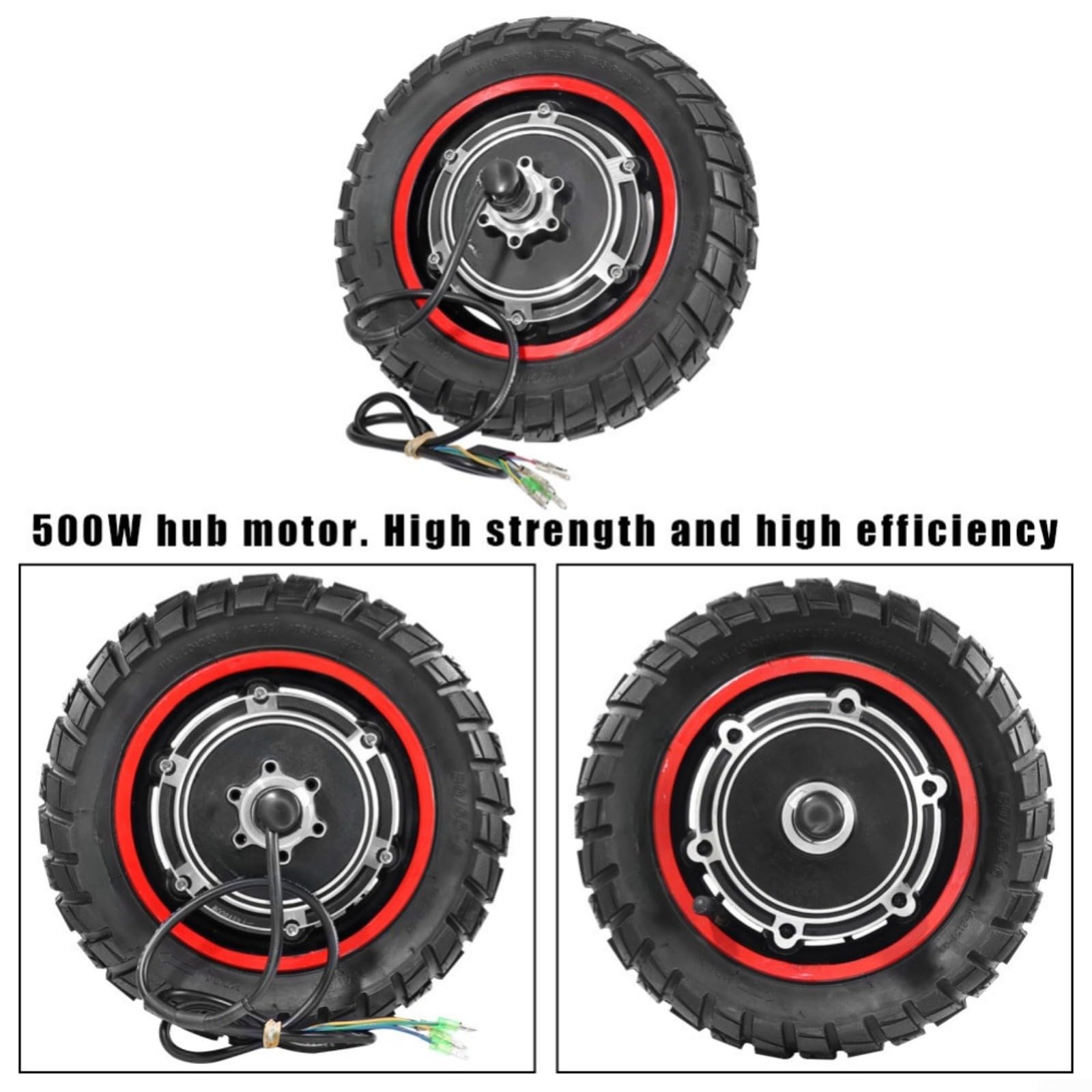 Roue arrière de moteur 500 W 48 V, pour trottinette électrique KUGOO M4 M4 Pro, moyeu d'entraînement de 25,4 cm, en alliage d'aluminium, remplacement pour adulte (ensemble complet)