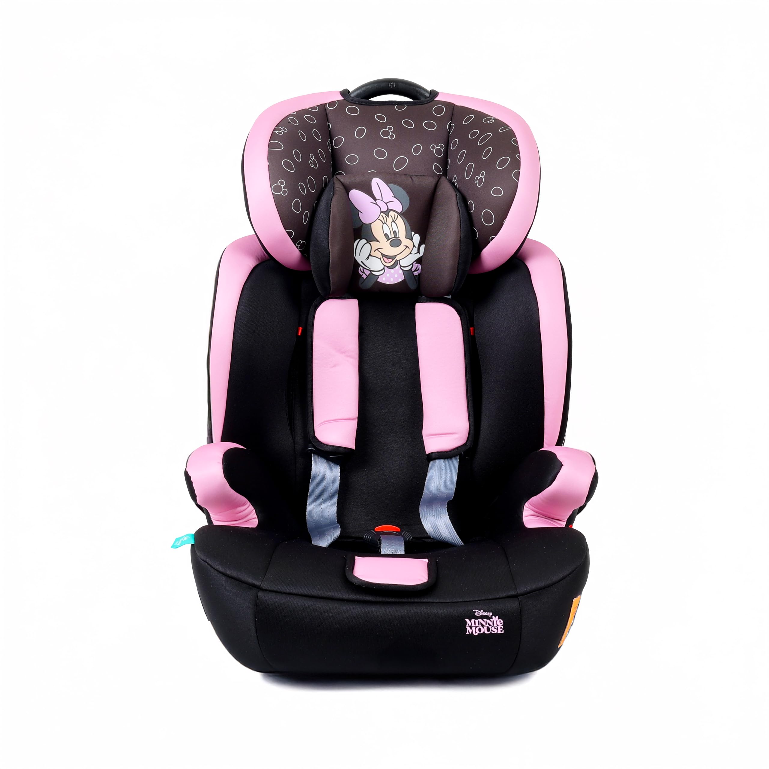 Disney Minnie Mouse Baby/Kids 3-in-1 Car Seat + Booster Seat - Adjustable Backrest - Extra Protection - Suitable from 9 months to 12 years (Group 1/2/3), Upto 36kg (Official Disney Product)