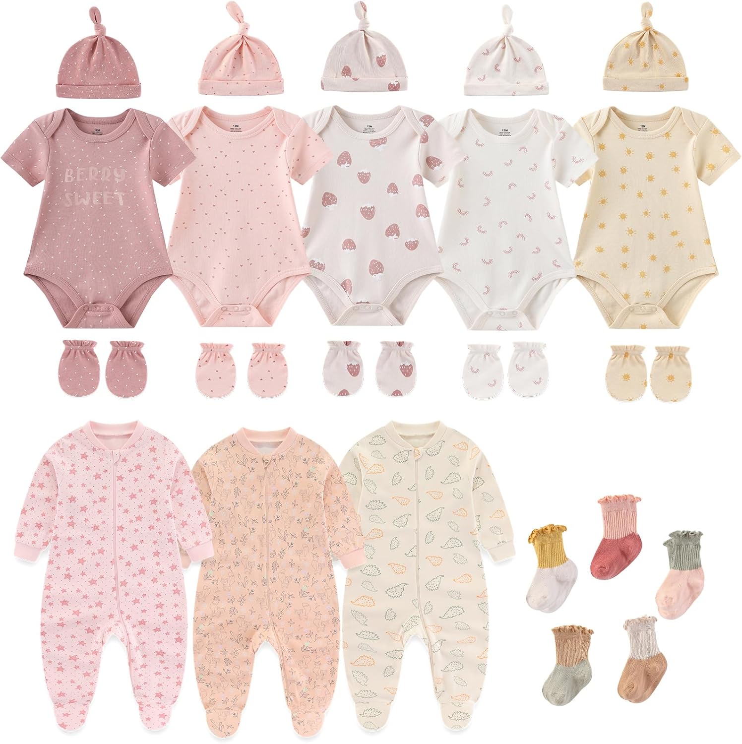 New born Baby Girl Clothes Cotton Bodysuit and Zip Romper Newborn Girls Clothing Layette Set 6-9 Months