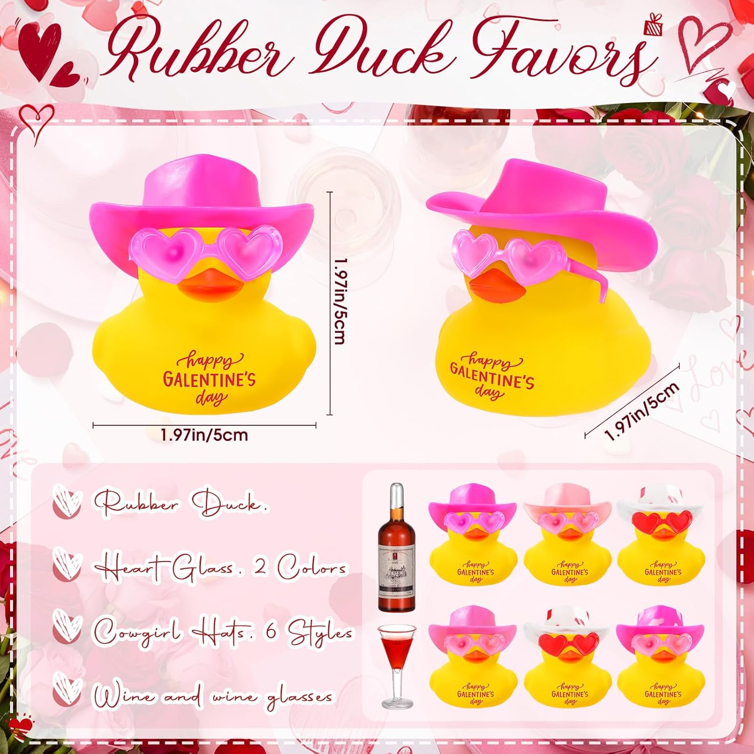 Liliful 12 Sets Galentines Day Party Favors Ducks Bulk with Hat Wine Cup Glass Galentines Day Decorations for Women Friend Bestie Valentine Party Favor BFF Sister Sisterhood - Image 2