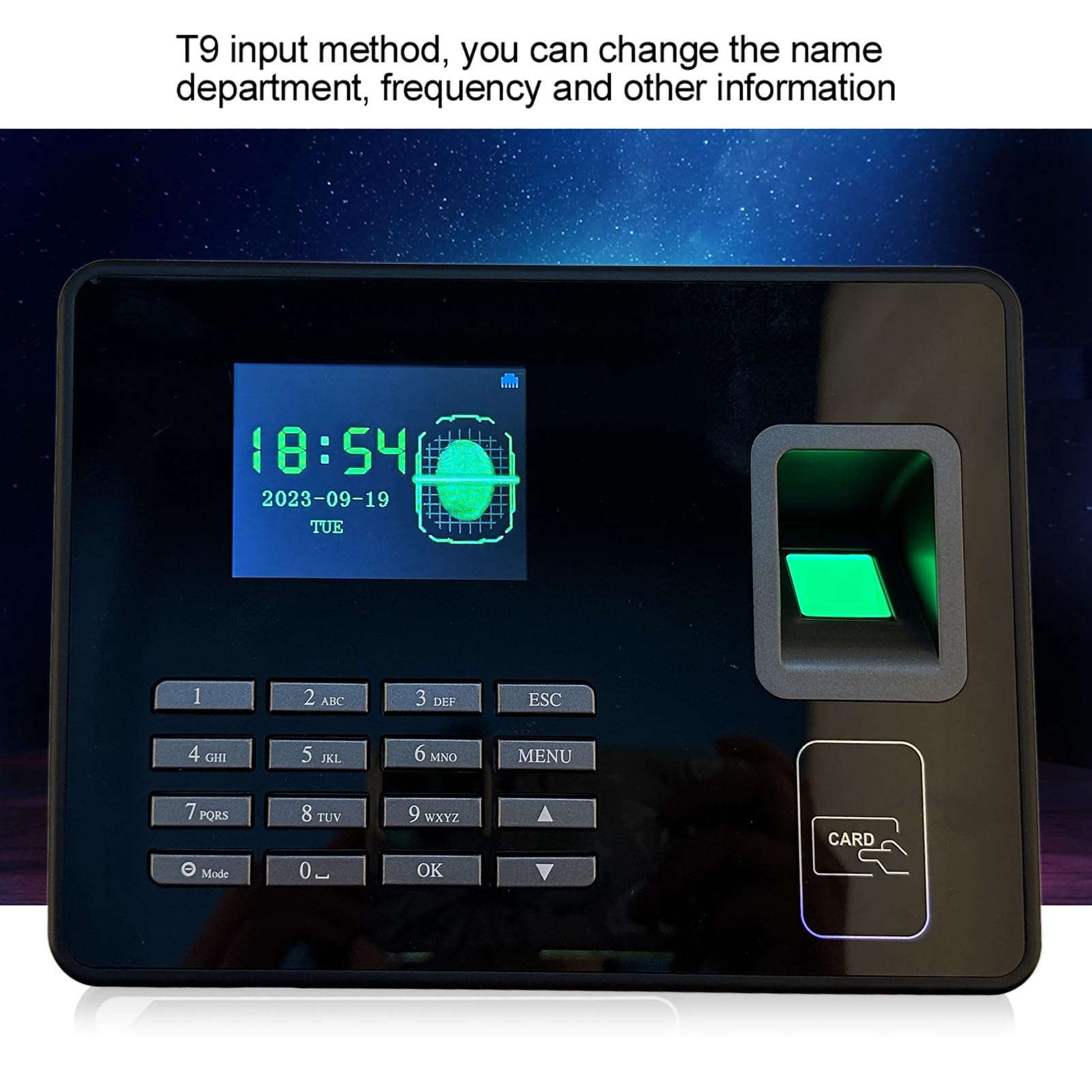 Macchina per la Presenza dei Dipendenti con Lettore di Impronte Digitali Biometrico con Gestione Intelligente delle Password LCD da 2,8 Pollici per Ufficio (Spina europea),Sistema di presenze