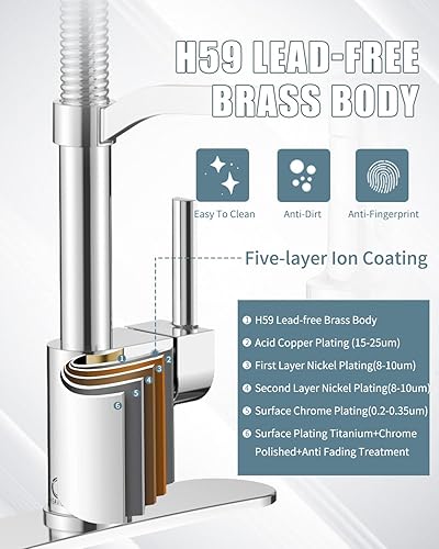 Miniatura 9 de Grifo de cocina LED con dispensador de jabón, grifo de cocina cromado, grifo para fregadero de cocina, grifo de acero inoxidable de una sola manija