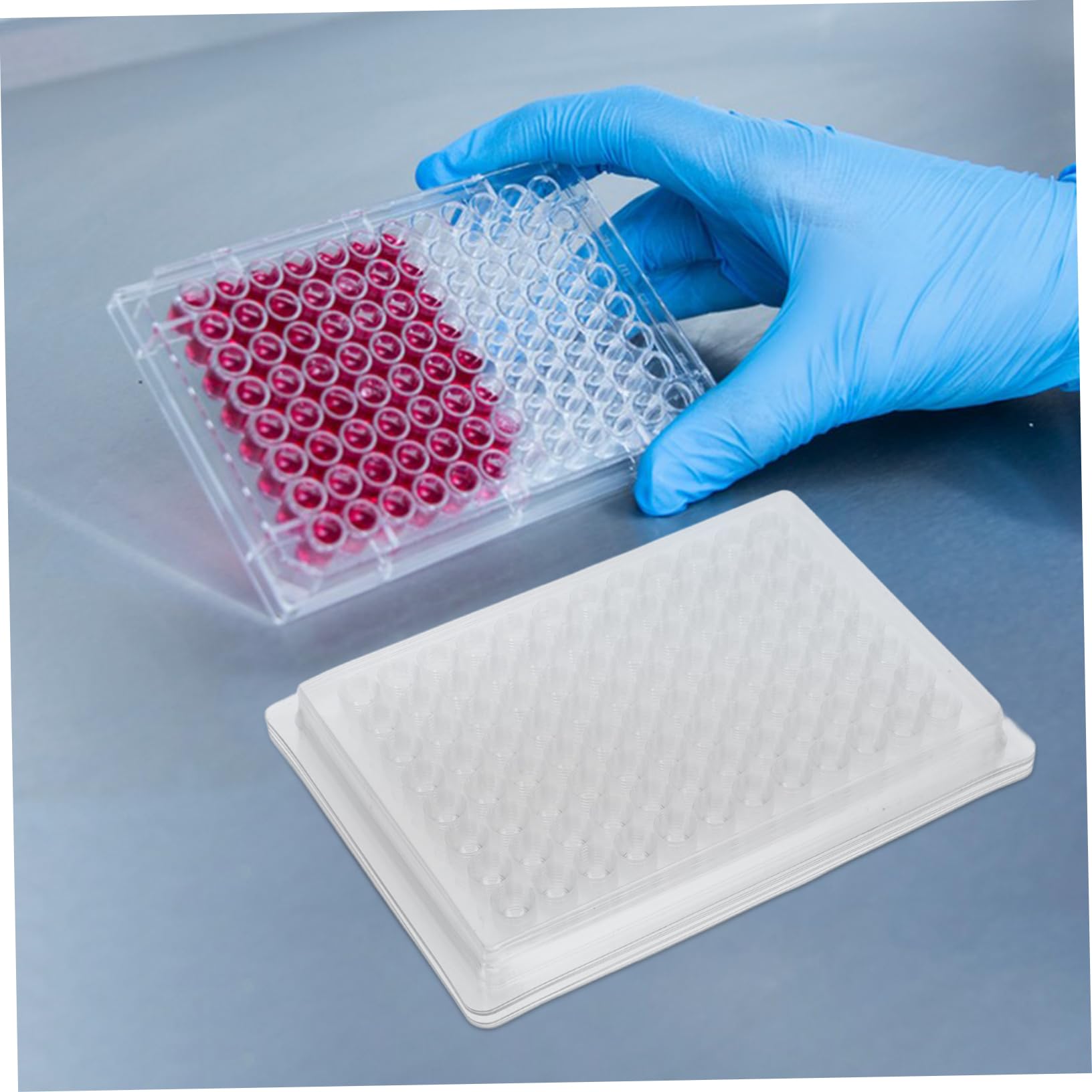 Gatuida Piastra per Coltura Tissutale 96 Pozzi in Pvc Monouso 100 Pezzi Resistente e Facile da Usare per Laboratorio Biologico