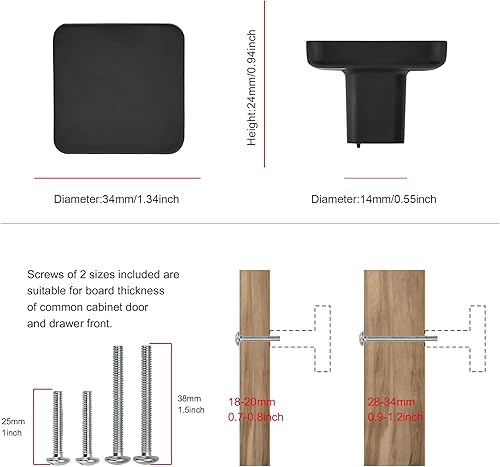 Miniatura 2 de TUNNY Paquete de 10 Konb clásico para gabinetes, color negro mate, herrajes para muebles de cocina, dormitorio, muebles, tiradores de gabinete