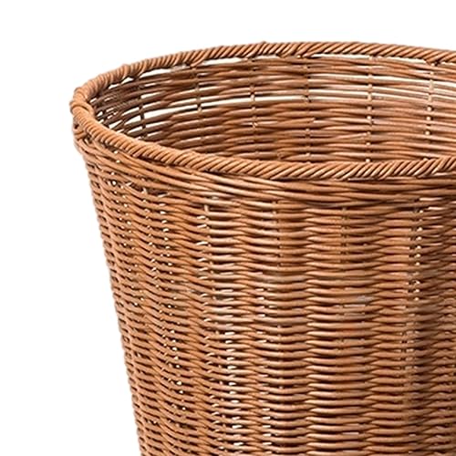 Miniatura 2 de Cesta de basura redonda de ratán de imitación, papelera de mimbre, cesta de almacenamiento tejida para artículos diversos, contenedor de basura para