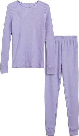 Rene Rofe Girls Thermal Set - 2 Piece Waffle Knit Thermal Top and Long Johns - Thermal Underwear for Girls
