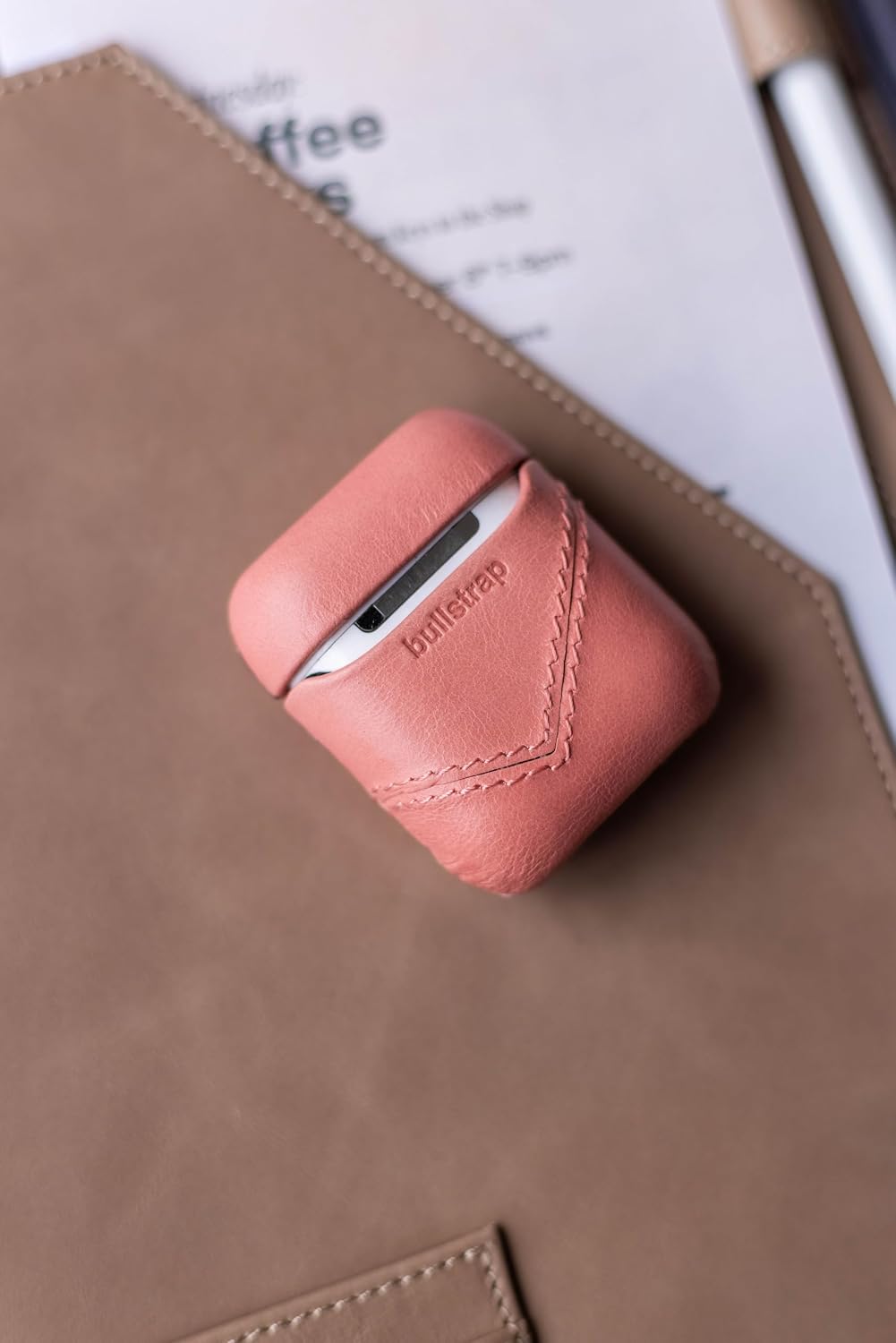 Bullstrap Premium Leather Case Compatible with Apple AirPods 1 & 2, Wireless Charging, Two-Piece Design, South Beach Edition