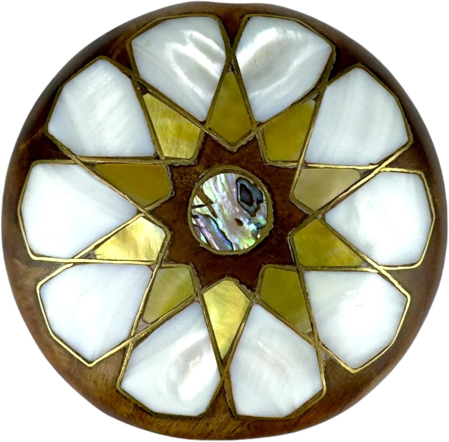 Handcrafted Natural Wooden Compact Mirror, Round Make Up Mirror with Mother of Pearl Inlay- Customized Hand Mirror