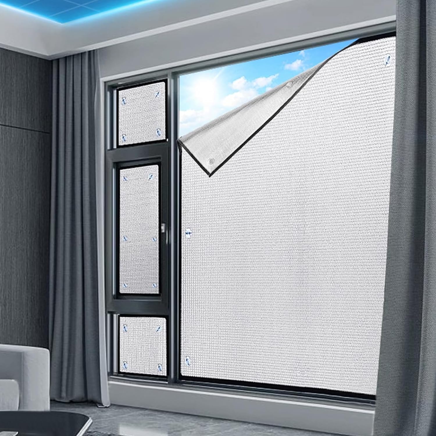 Privacy Window Film Heat Control Sun Blocking Reflective Window Tinting Film Cold Protection Thermal Insulation Shield Removable Reusable(Size:57''x71'')