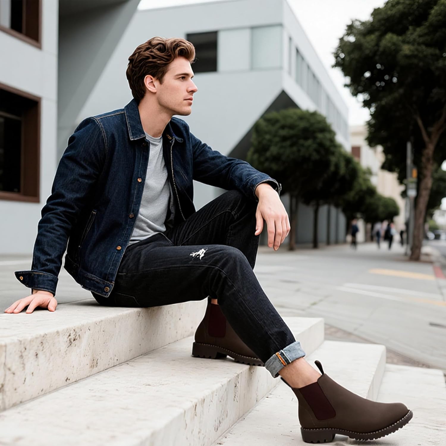 CGRRBW Mens Slip On Chelsea Boots, Work Hiking Ankle Booties For Men Comfortable and Lightweight - Image 3