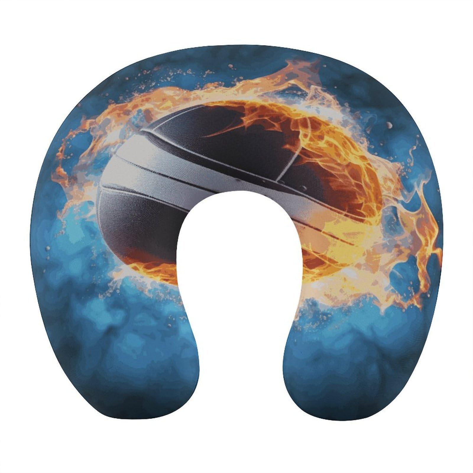 Btcowzrv Style Ice And Fire Volleyball U Shaped Neck Pillow Travel Pillows