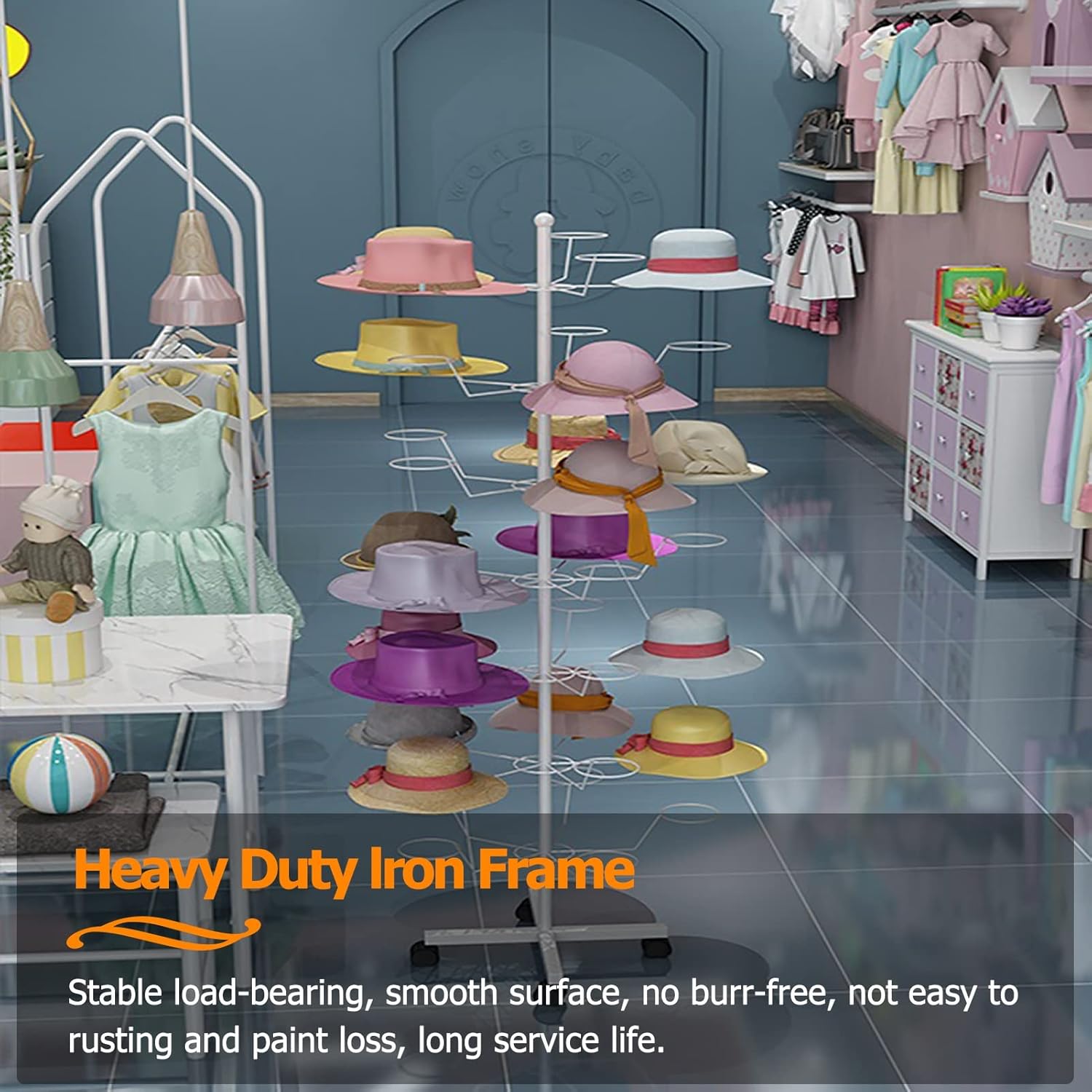 Hat Rack Hat Rack Shelf Organizer with Large Capacity for Wigs Cowboy Baseball Caps 7 Tier Freestanding Retail Display Stand for Home Store Cloakroom.