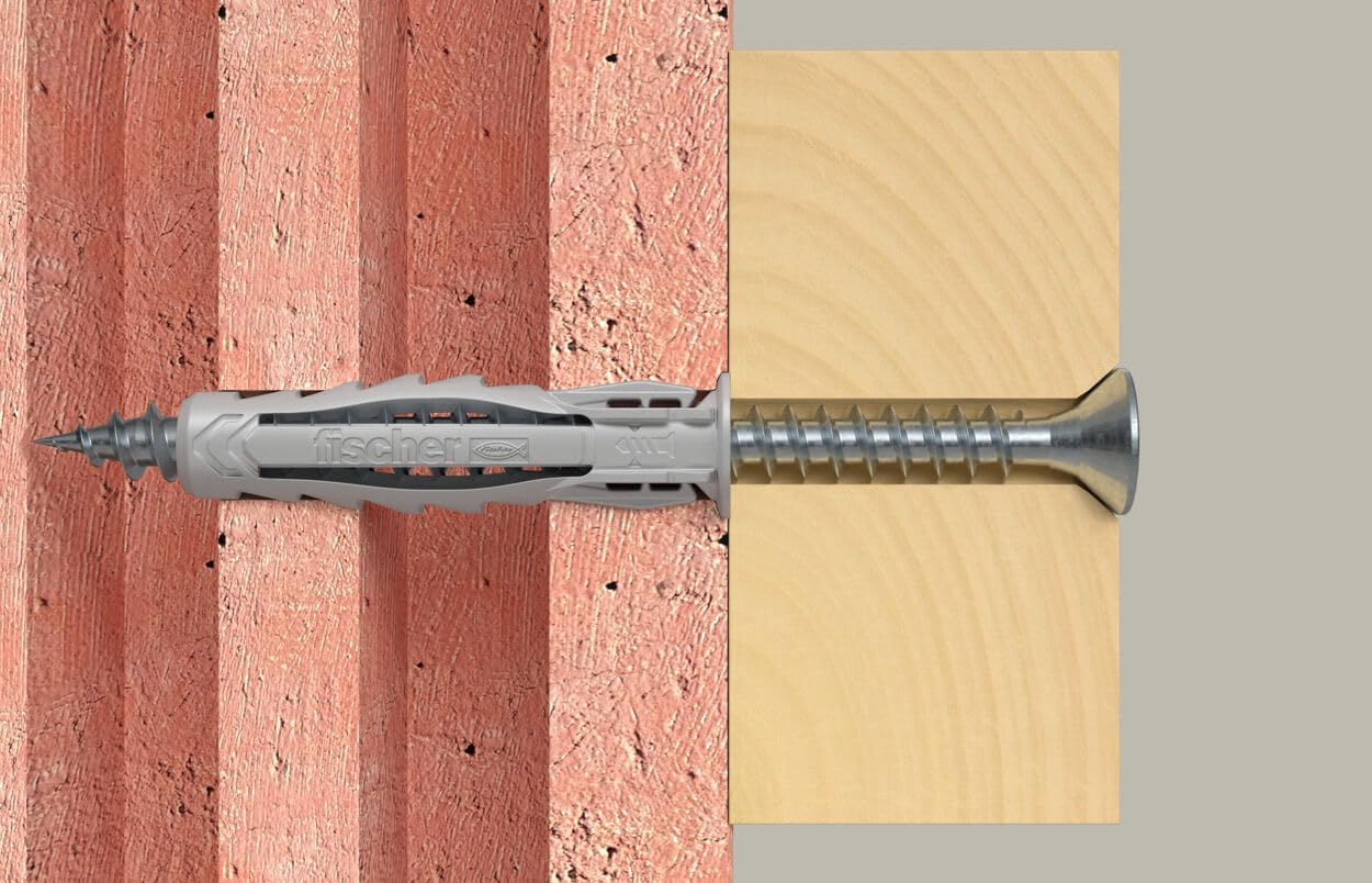 fischer 568676 – Big Box of Wall Plugs for Concrete SX Plus 6 x 30, for Fixing Lamps, Pictures, Air Conditioners, Pack of 1000 + 5 Drill Bits 6 Diameter