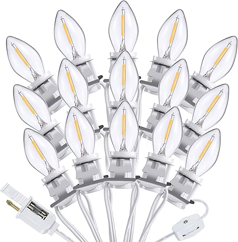 Meonum Cable de accesorios con bombilla LED C7, cable de luces con doble fusible de repuesto, molde de soplado, decoración de Navidad para casa de