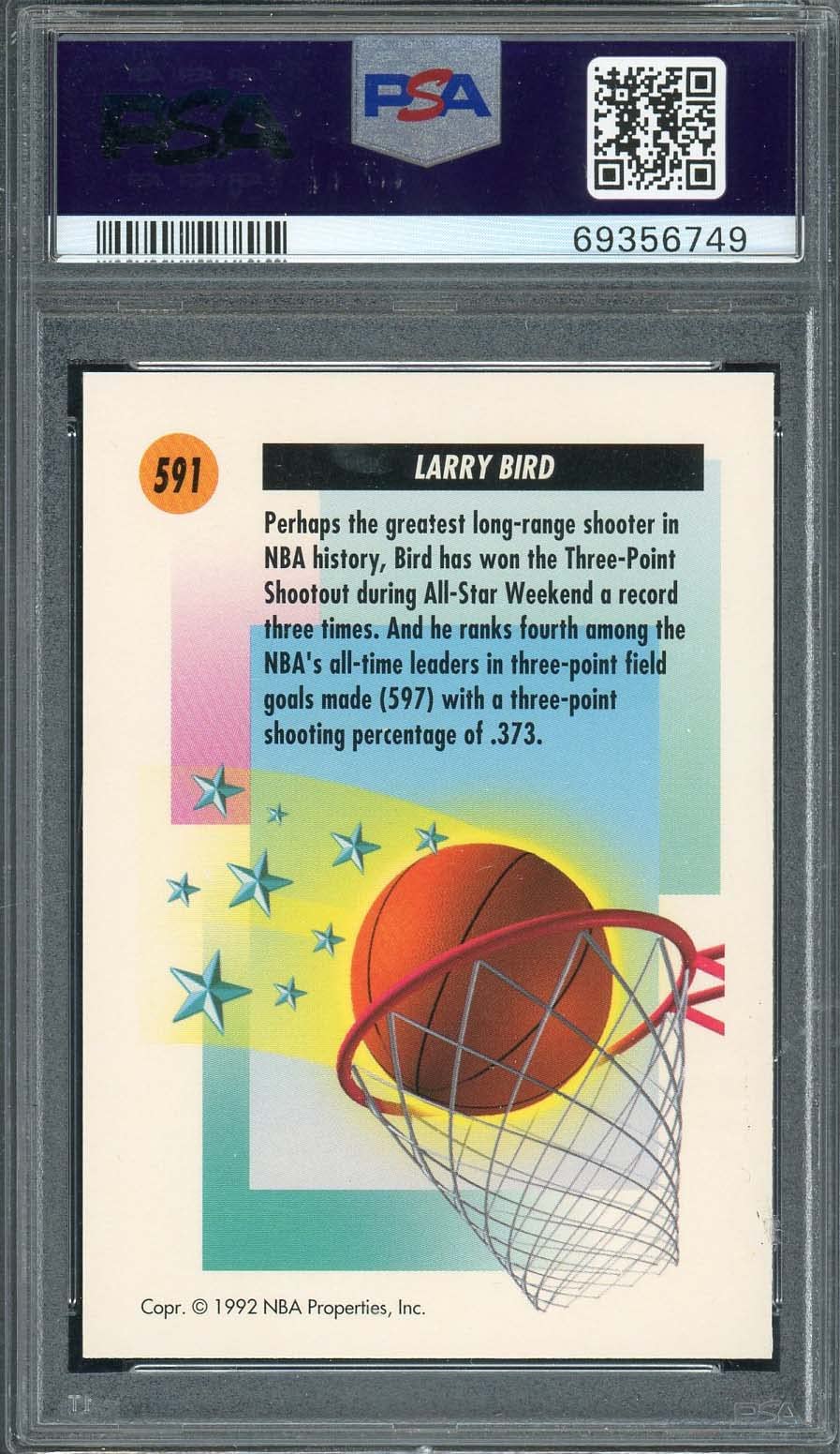 Amazon.com: Larry Bird 1991 Skybox Basketball Card #591 Graded PSA