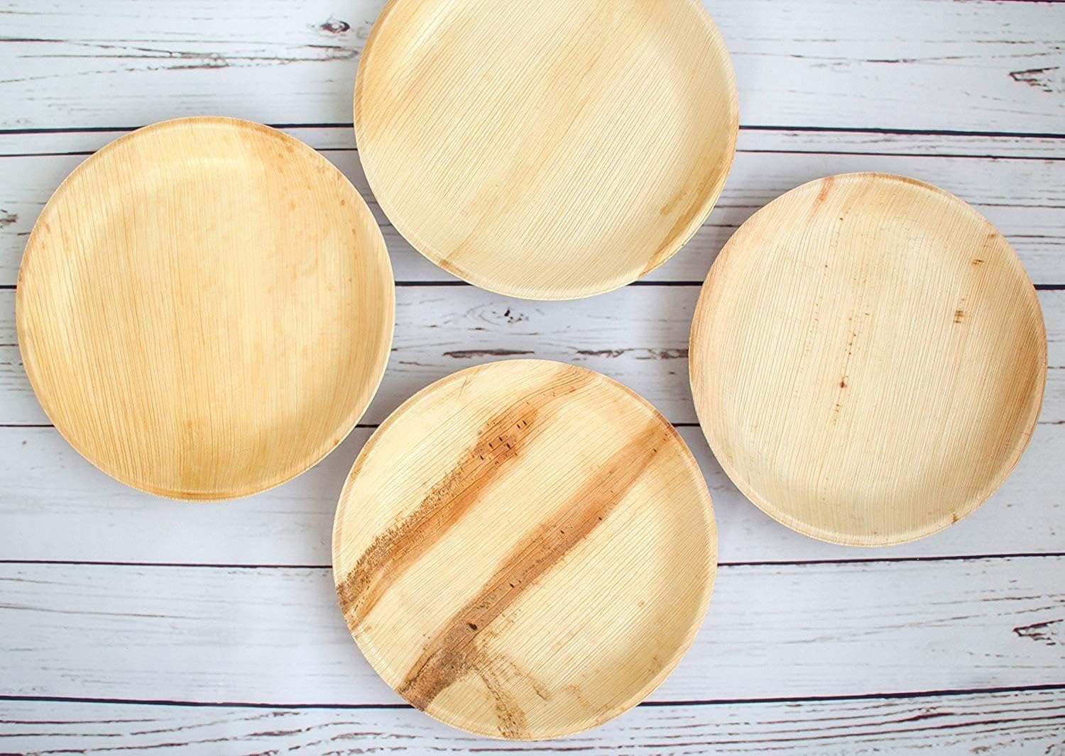 Genérico 100 platos de madera de palmera, natural, biodegradable, campestre, redondos o cuadrados (100 unidades) (pequeñas redondas, 18 cm (100 unidades)