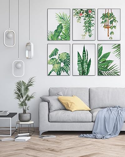 Miniatura 5 de PP OPOUNT Paquete de 6 kits de arte de diamantes 5D para adultos, plantas verdes, taladro completo, punto de cruz, arte de diamantes por números,