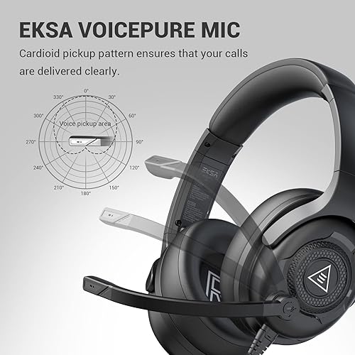 Miniatura 5 de EKSA AirComfy - Auriculares 245G con micrófono para PC, auriculares con cable para juegos, PC, PS4, PS5, laptop, computadora, Xbox, sonido estéreo,