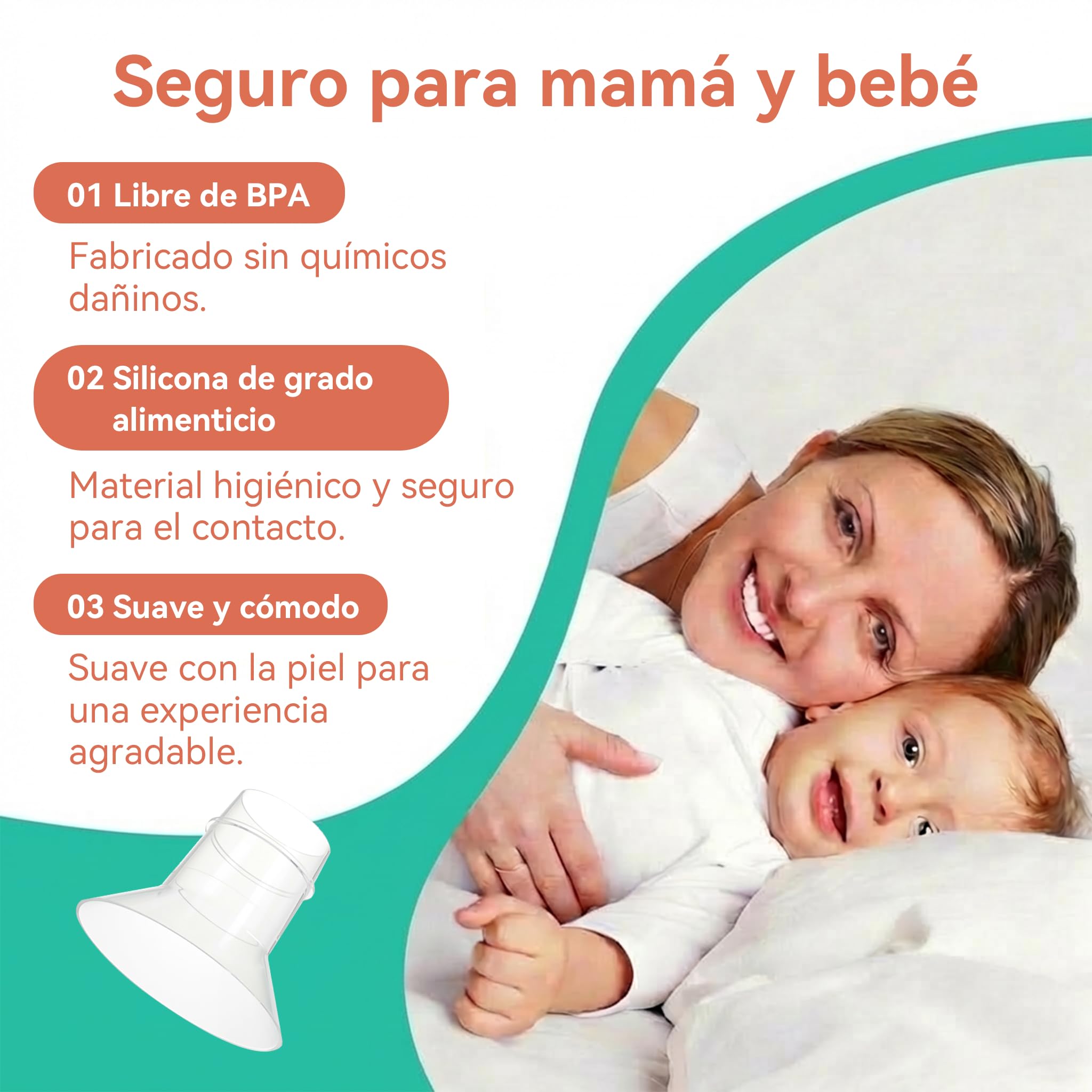10uds Insertos de Brida 13/15/17/19/21mm con Regla de Medición de Pezón,Compatibles con Sacaleches 24mm Momcozy M5/S9 Pro/S12 Pro,Medela,KISSBOBO K5/K6,Sin BPA — view 6