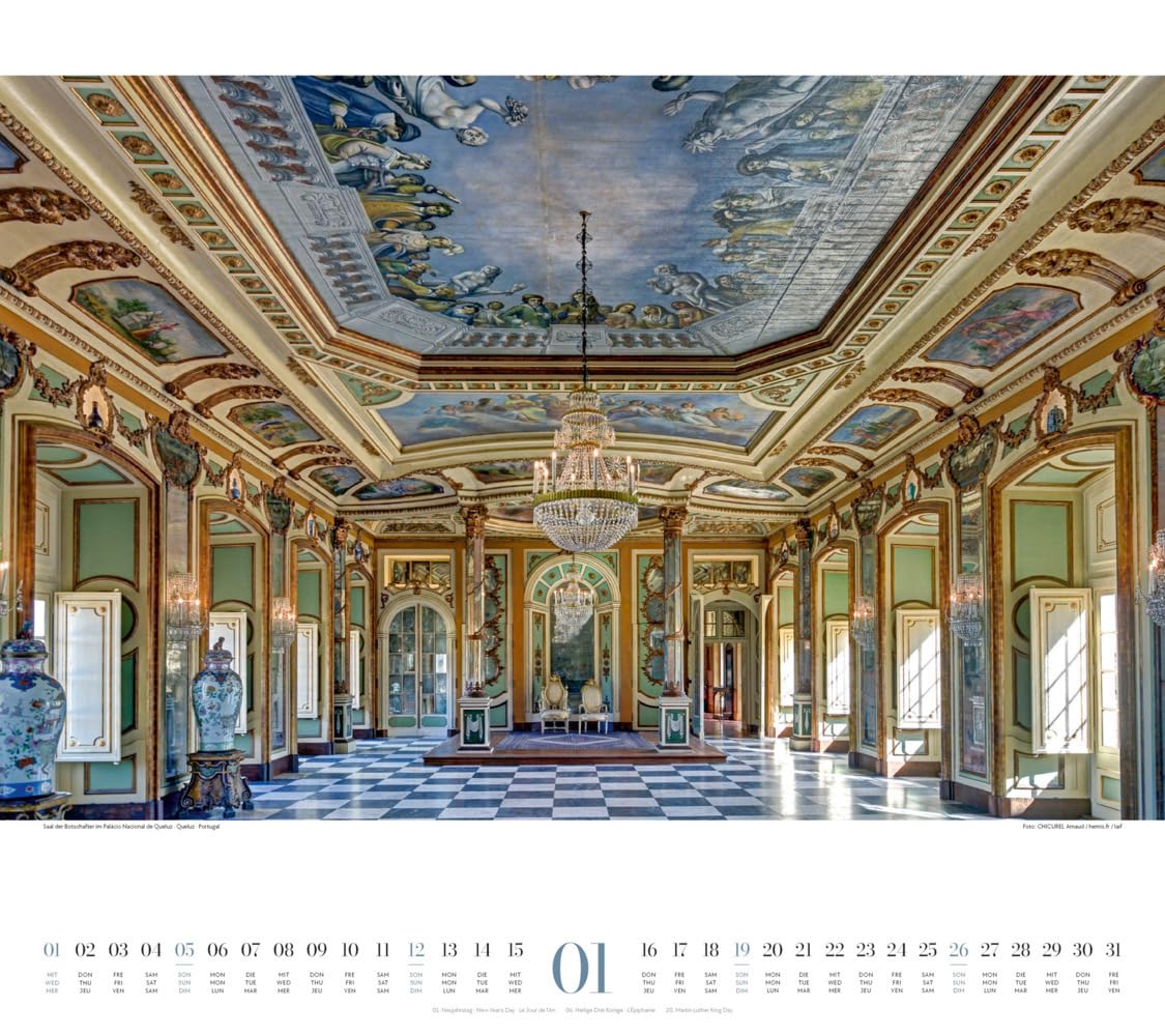 Paläste Kalender 2025, Wandkalender im Querformat (54x48 cm) - Architekturkalender - Schlösser - Adel - Könige und Königinnen