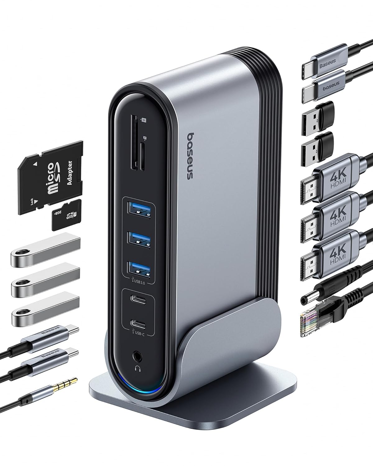Baseus 17-in-1 Docking Station, Laptop Docking Station 3 Monitors with ...