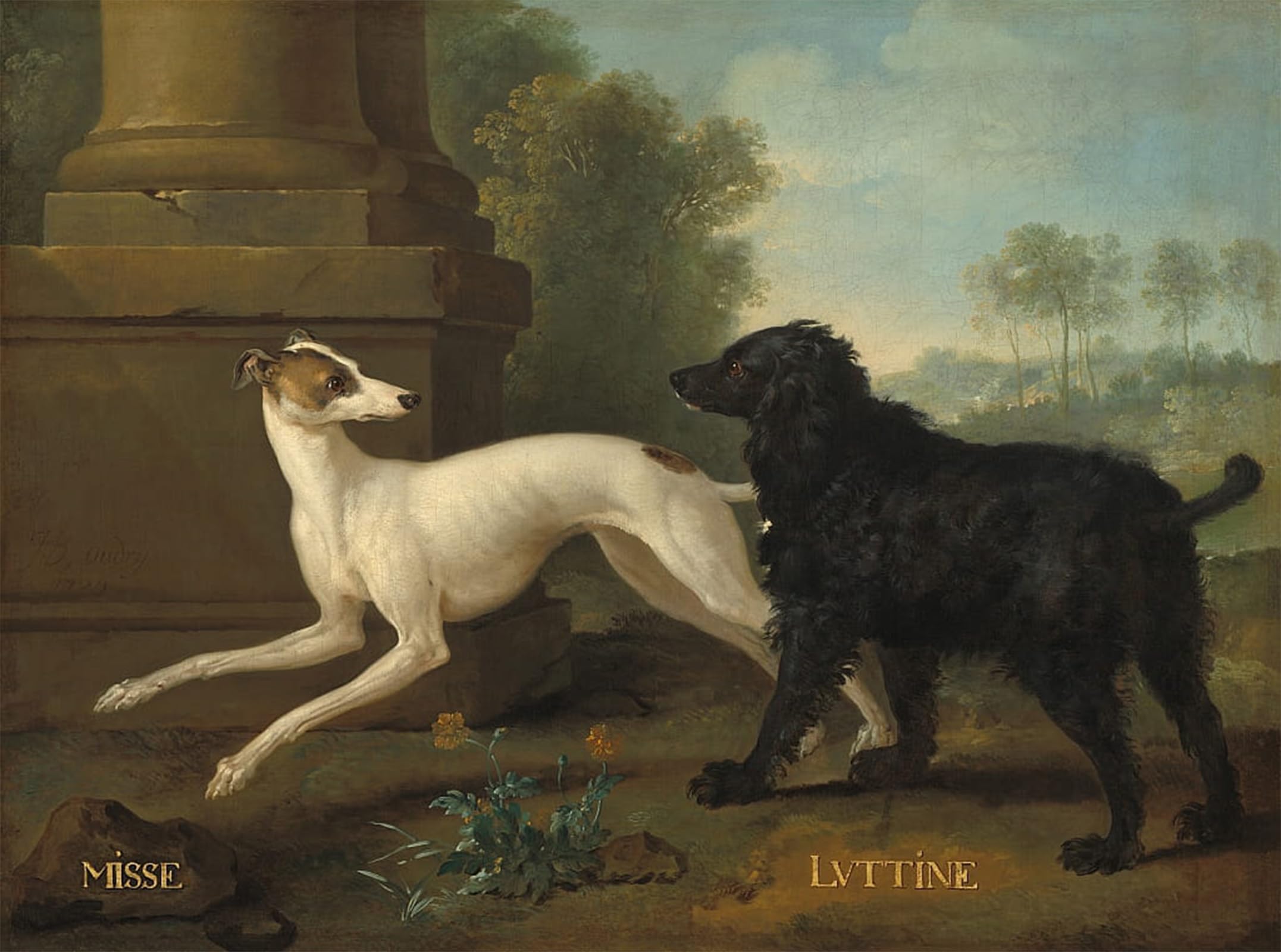 POSTERIIk Vintage Art Print Images Pictures Print Misse and Luttine by Jean Baptiste Oudry Modern Colour Posters for Office Home Decor 60x90cm