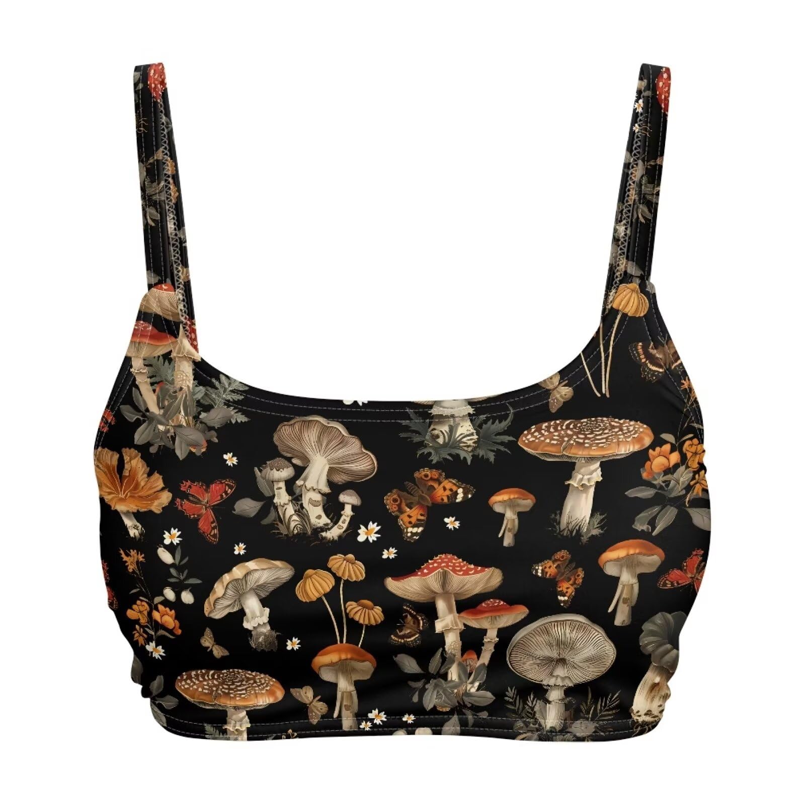 YEXIATODO Sports Bras for Women Longline Padded Bra Mushroom Yoga Crop Tank Tops Fitness Workout Gym Running Top Workout for Burn Calories BodyShape for Teens Large