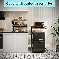 Vista 6 de Mini soporte para nevera de 4 niveles con almacenamiento, mini gabinete para refrigerador con almacenamiento, soporte para microondas, estante