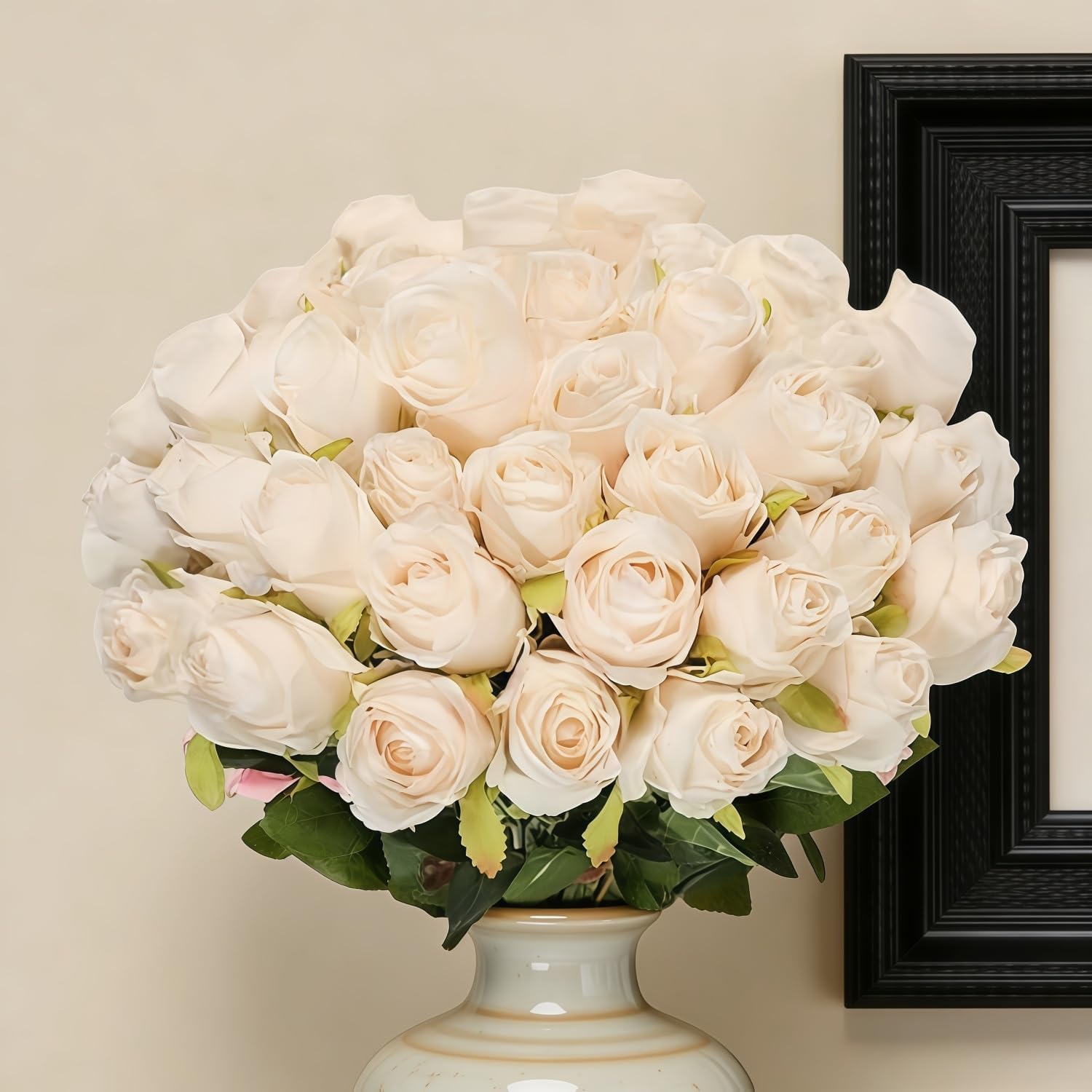 80 Pcs Artificial Silk Roses, Faux Roses, Long Stem Realistic Fake Flowers for Wedding Table Centerpieces Bridal Shower Home Decor(Black)