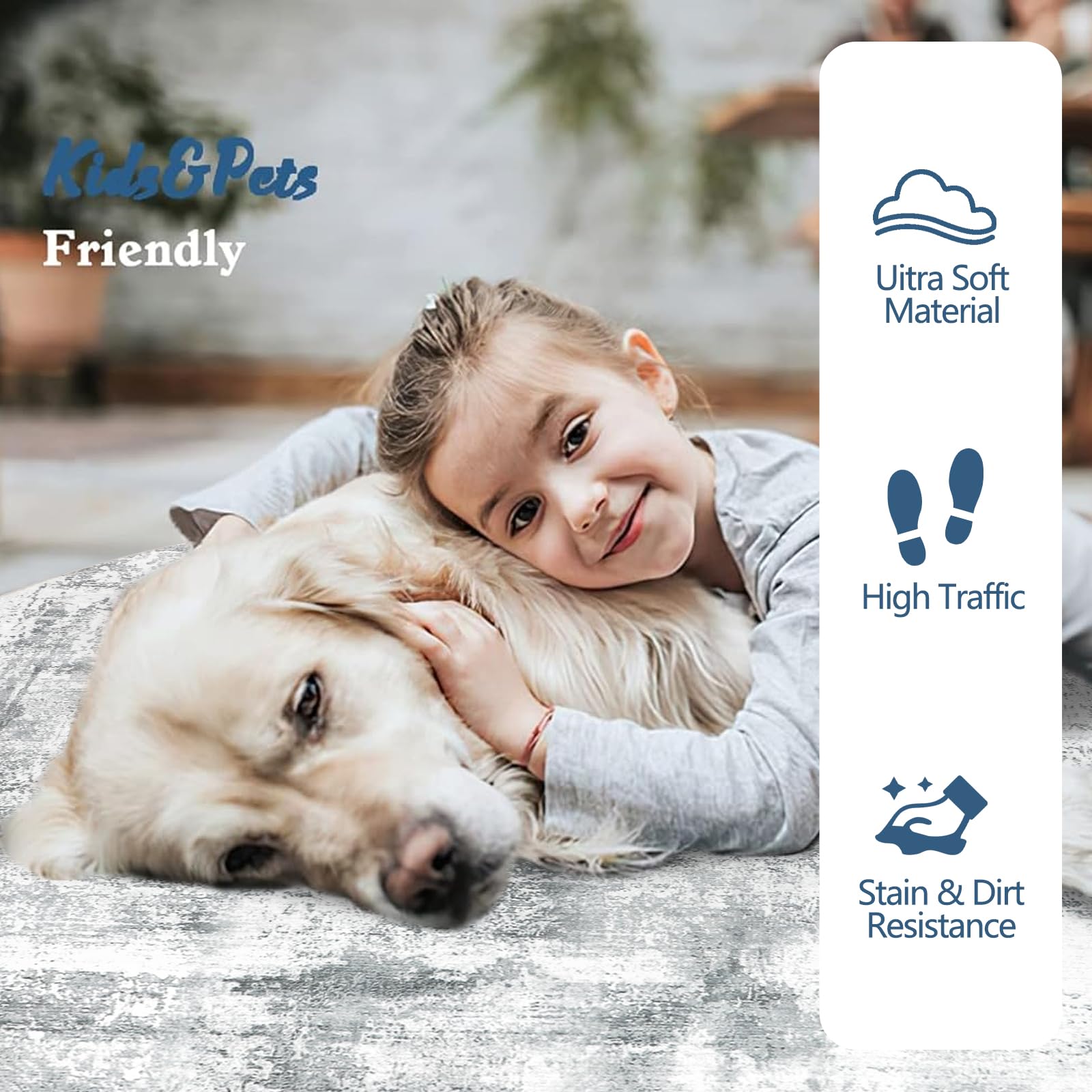 Famibay Rugs Living Room Round 150cm Modern Abstract Grey Washable Circle Rugs Bedroom Round Area Rug Short Pile 5mm Thin Anti Slip Carpet for Dining Room Kids Room Hallway - Image 4