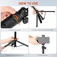 Vista 8 de JOILCAN Trípode para iPhone y Cámara, Trípode selfie stick de 64" con cabezal de bola de 360°, control remoto y soporte para teléfono, Trípode