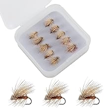 Alwonder Elk Hair Caddis Fly Kit, 10-Pack Caddisflies Dry Trout Flies Fly Fishing Lures Assortment with Storage Box, Size 16/18 Caddis Flies for Trout Fishing