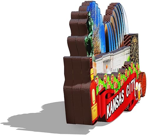 Miniatura 2 de Imán de madera de Kansas City de Estados Unidos, imanes 3D para nevera, recuerdos coleccionables de viaje, decoraciones hechas a mano, 2