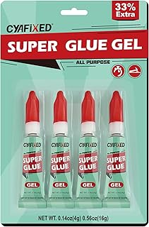Super Glue Gel Clear for Wood Plastic Metal, Instant Superglue All Purpose Multipack Cyanoacrylate Adhesive Repair Ceramic Model Leather Rubber Glass Pottery, Strong Bonding Single Use Glue Minis