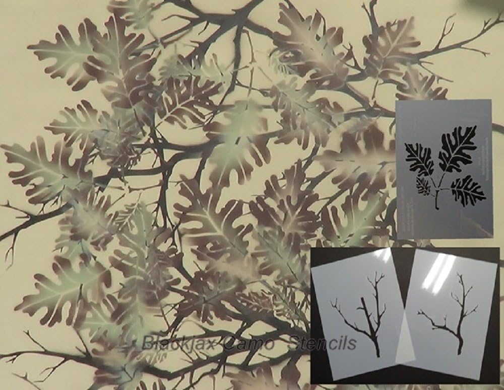 Blackjax Camo Connect a Branch Small Oak 3pc. Kit 3 12x9 inch stencils