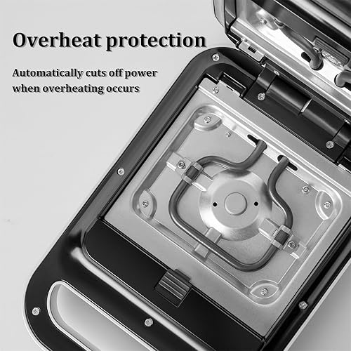 Miniatura 5 de Sandwichera de sincronización blanca 3 en 1 con placas antiadherentes, luces indicadoras y función de bloqueo, prensa eléctrica Panini de 600 W,