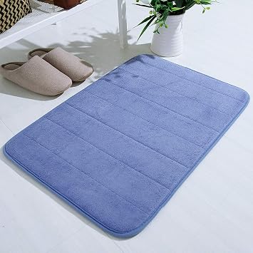 Thick Memory Foam Bath Rugs, Soft Absorbent Soft Memory Foam Mat, Non-Slip Bathroom Mats, Machine Washable Bathmat, Carpet Rug Room Decor for Shower Floor, 24x17 Bath Rugs Blue
