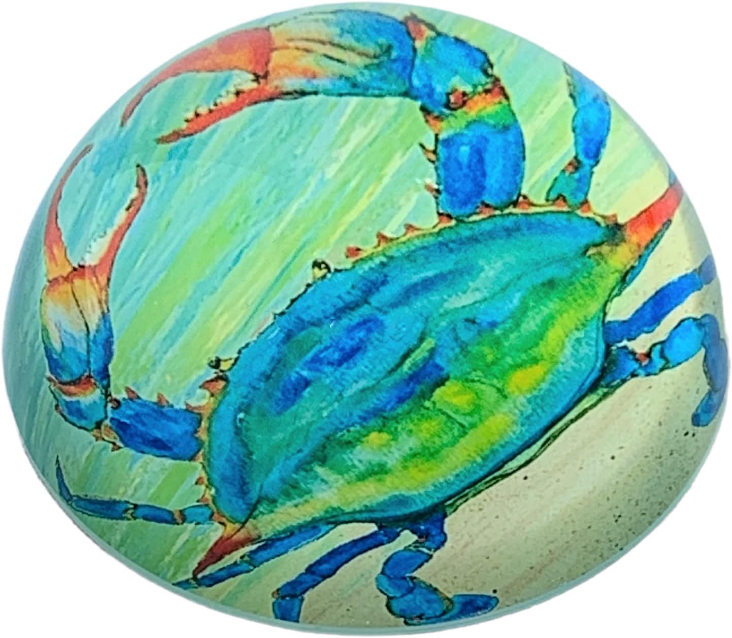 Value Arts Chesapeake Blue Crab Paperweight, Glass Dome, Gift Box, 3" Diameter