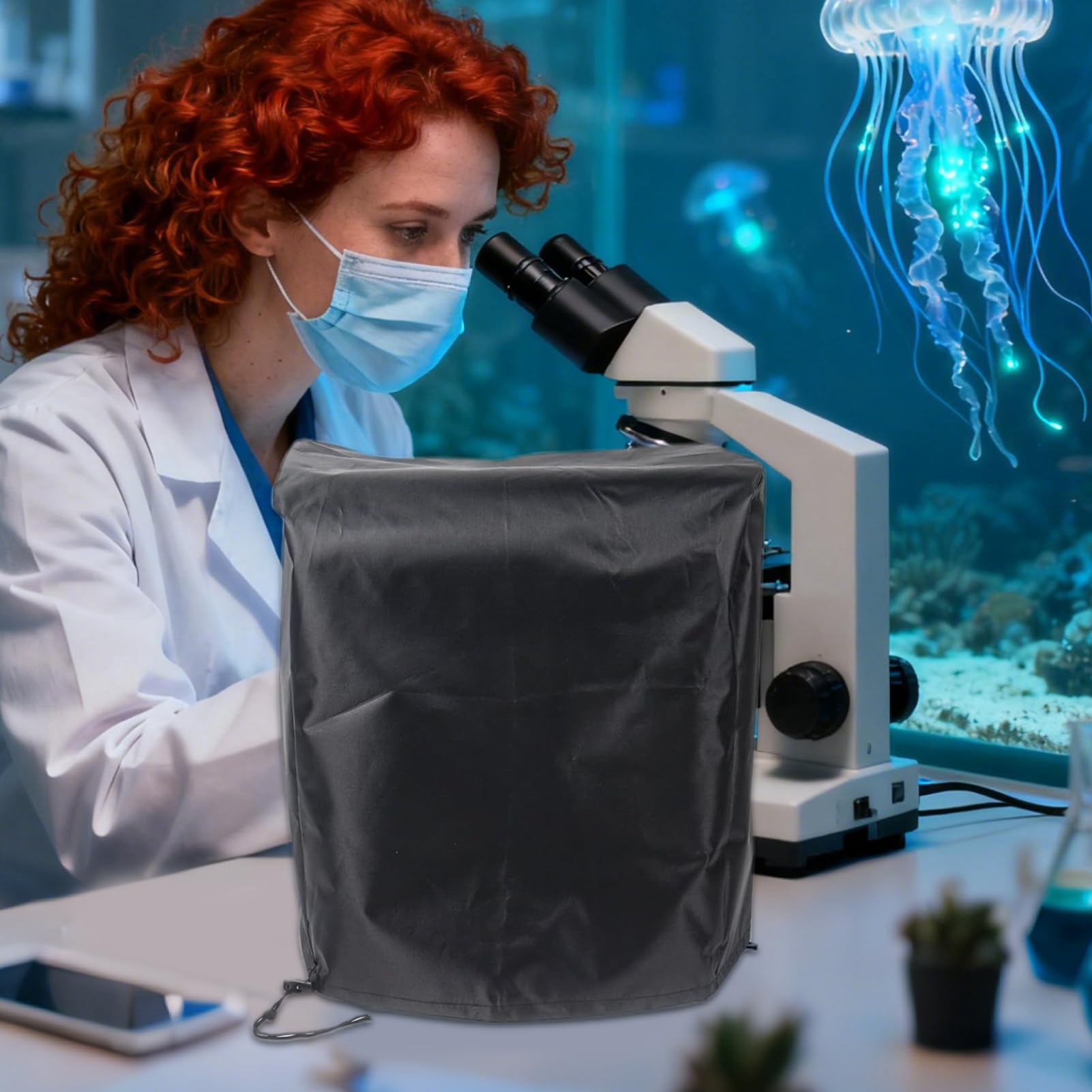 Mikroskop-Staubschutzhülle – wasserdichte Labor-Schutzhülle, Kratz- Und UV-beständig | Mikroskop-Schutzsystem Für Den Innen- Und Außenbereich, Mikroskop-Staubschutz In Voller Größe Für Labor- Bild
