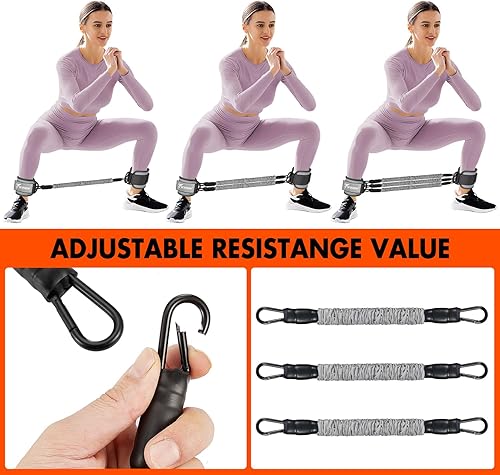 Miniatura 7 de Bandas de resistencia de tobillo con puños, bandas de tobillo para entrenamiento, equipo de entrenamiento de glúteos, equipo de ejercicio de glúteos