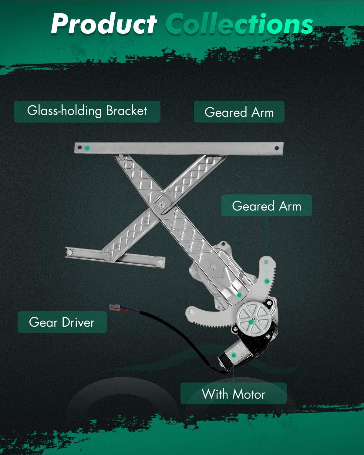 SCITOO Power Window Lift Regulator High Performance Automotive Replacement Parts Compatible with 1997-1998 for Ford for F-150 for F-250 Lobo (Mexico) Front Left Driver Side Motor