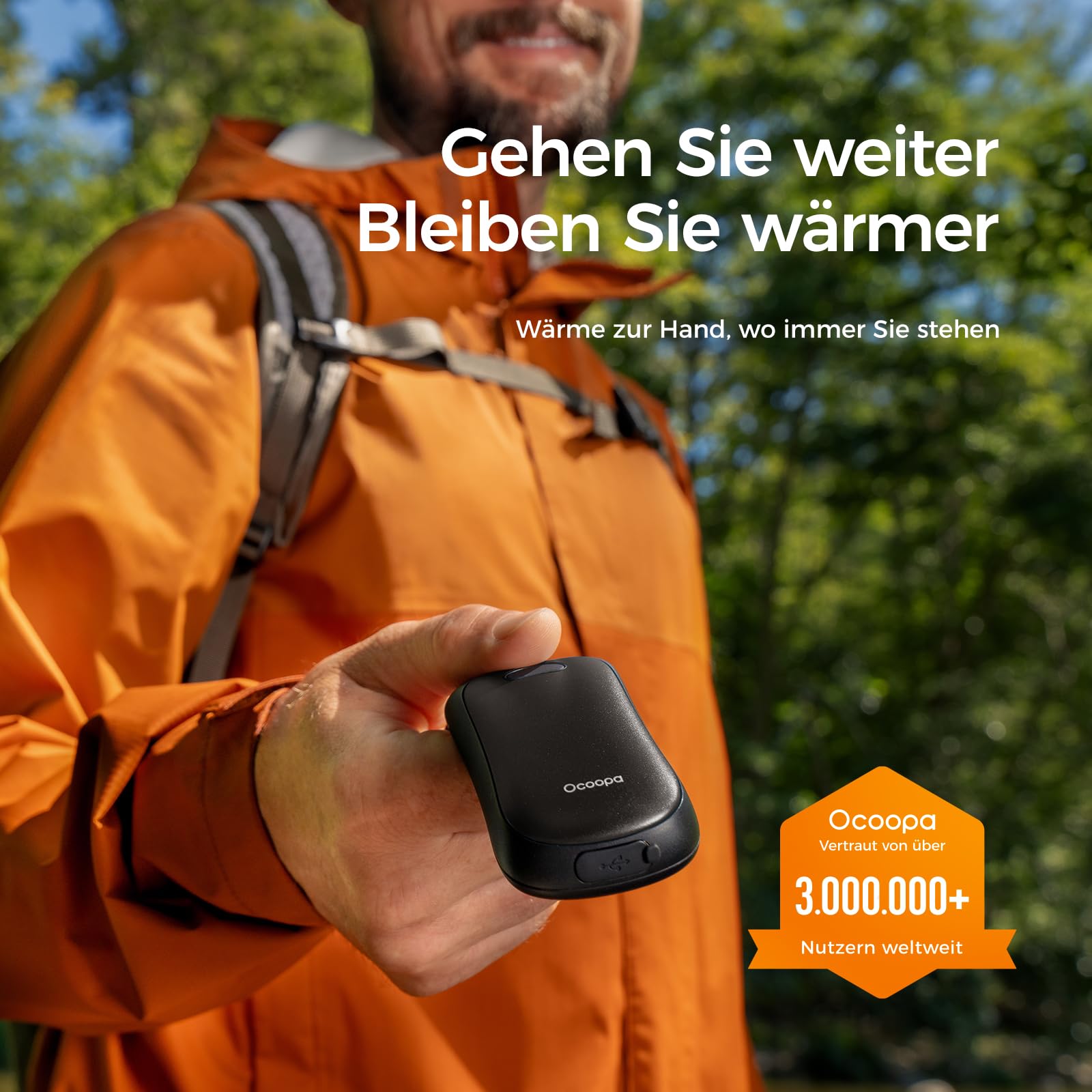 OCOOPA Magnetische Handwärmer wiederaufladbar, 2er-Pack, IP45 wasserfest, Ergonomischer elektrischer Handwärmer, 18 Stunden Wärme, tragbarer Taschenheizer, Geschenke für Outdoor, Golf, Camping Urban