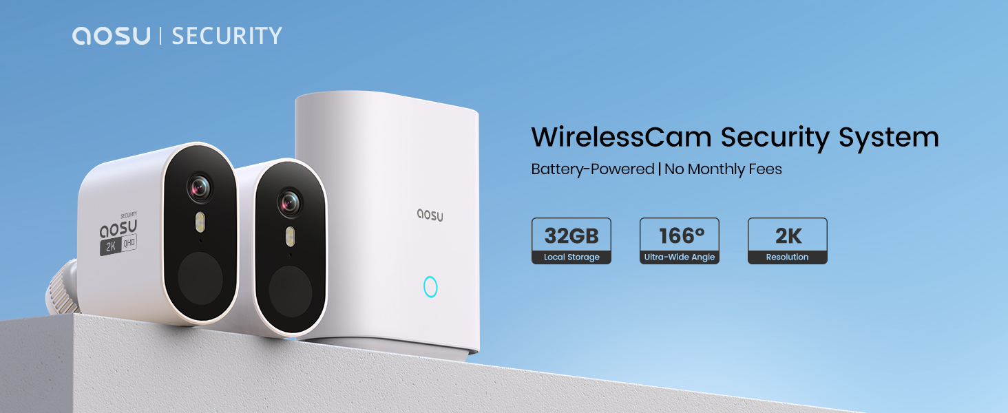 aosu 2K HD Security Cameras Wireless Outdoor, Home Security Camera