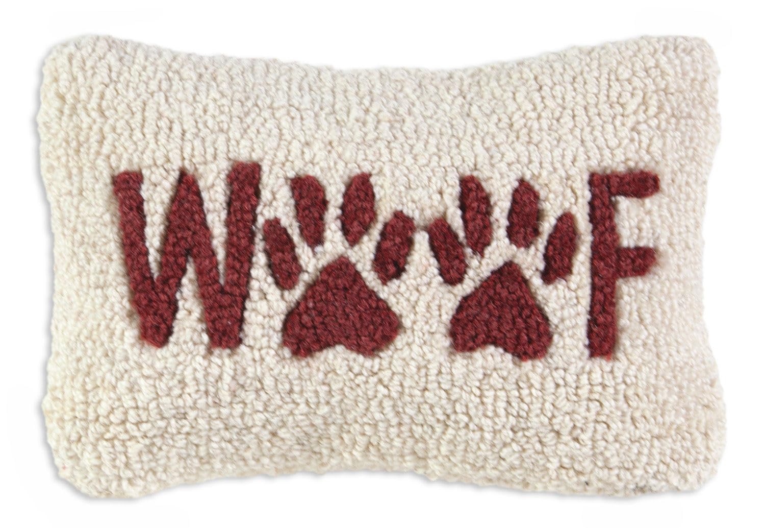 Chandler 4 Corners Artist-Designed Woof Hand-Hooked Wool Decorative Throw Pillow - Dog Pillow for Couches & Beds - Easy Care & Low Maintenance Pillow