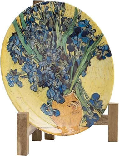 MyGift Soporte de exhibición de platos, estante de platillo de mesa de madera de acacia rústica, caballete plegable para marco de fotos